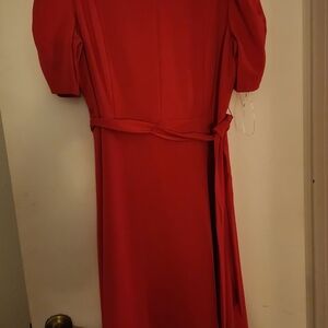 DKNY Vibrant Red Long Sleeve Dress